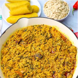 Egussi Soup with Plantain